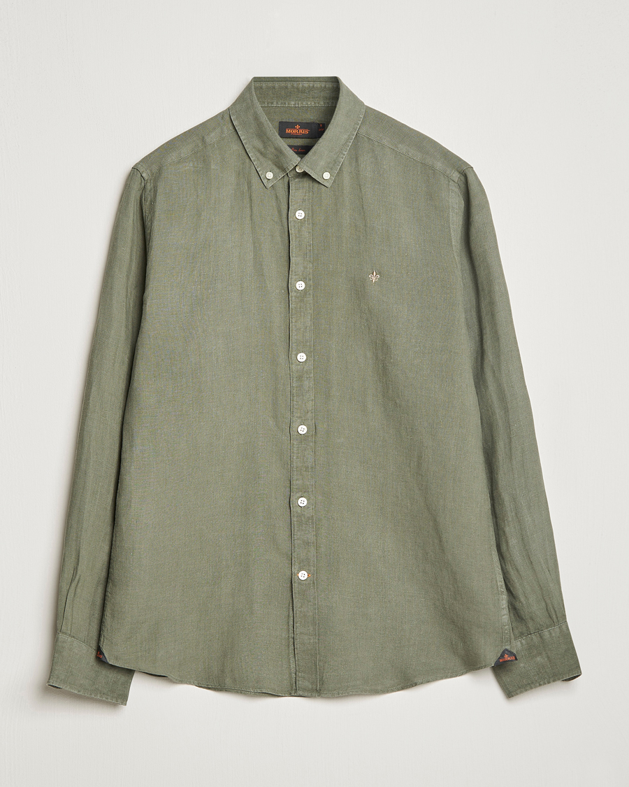 Men | Shirts | Morris | Douglas Linen Button Down Shirt Olive