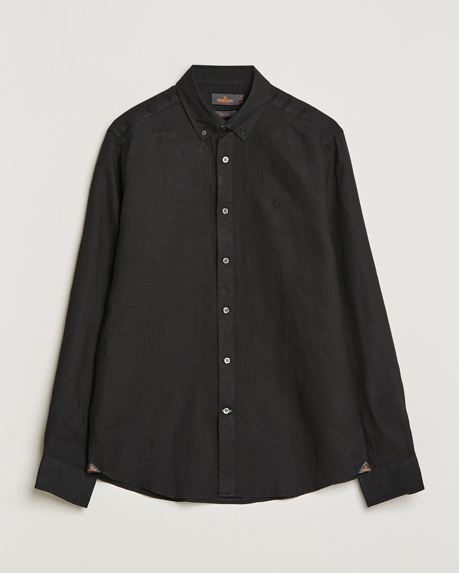 Men | Shirts | Morris | Douglas Linen Button Down Shirt Black