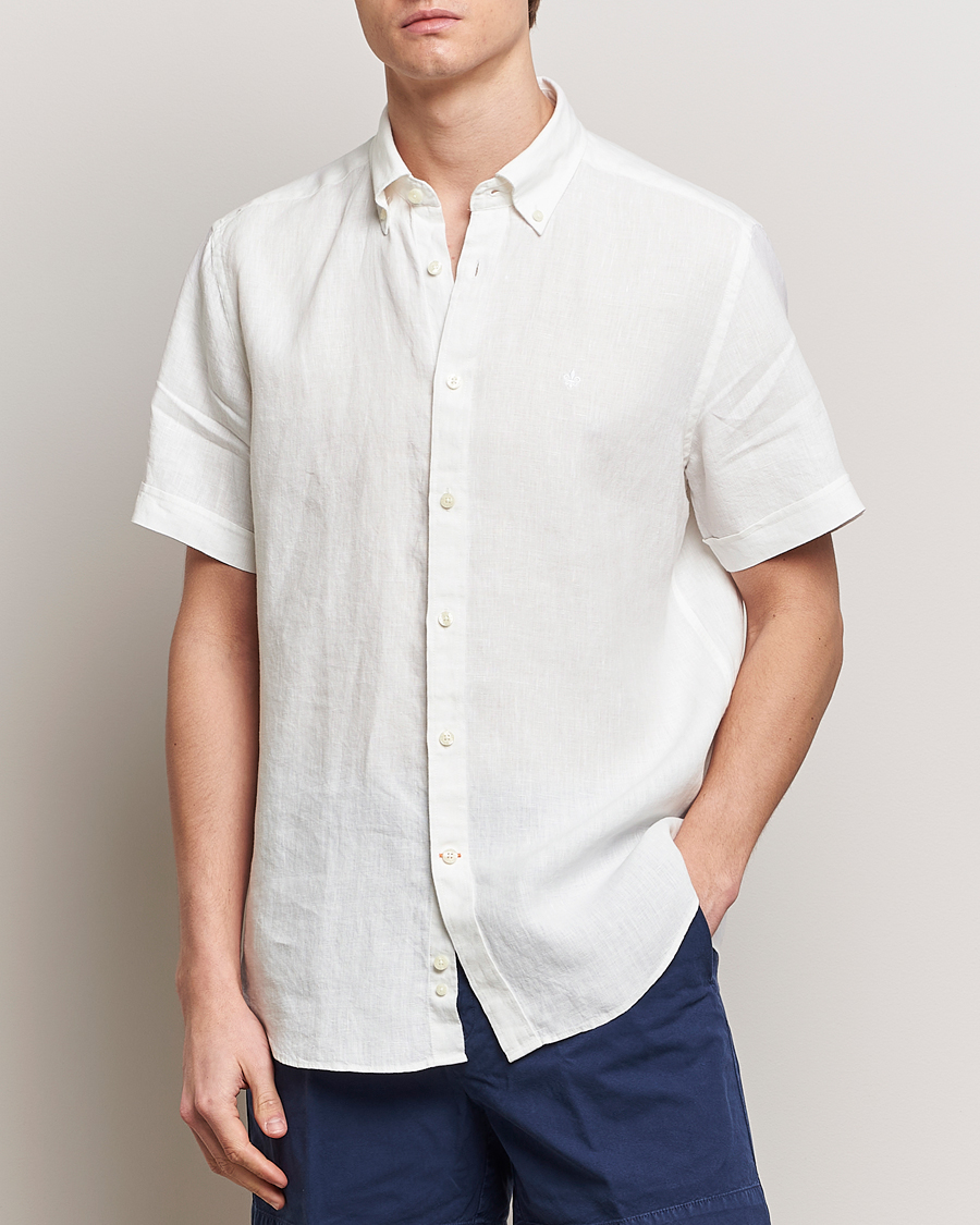 Men | Morris | Morris | Douglas Linen Short Sleeve Shirt White