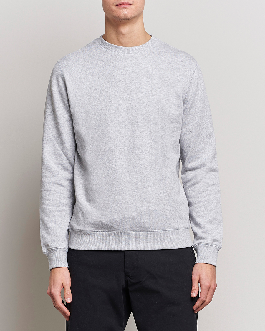 Men | Sweaters & Knitwear | Stenströms | Cotton Collage Crew Neck Grey Melange