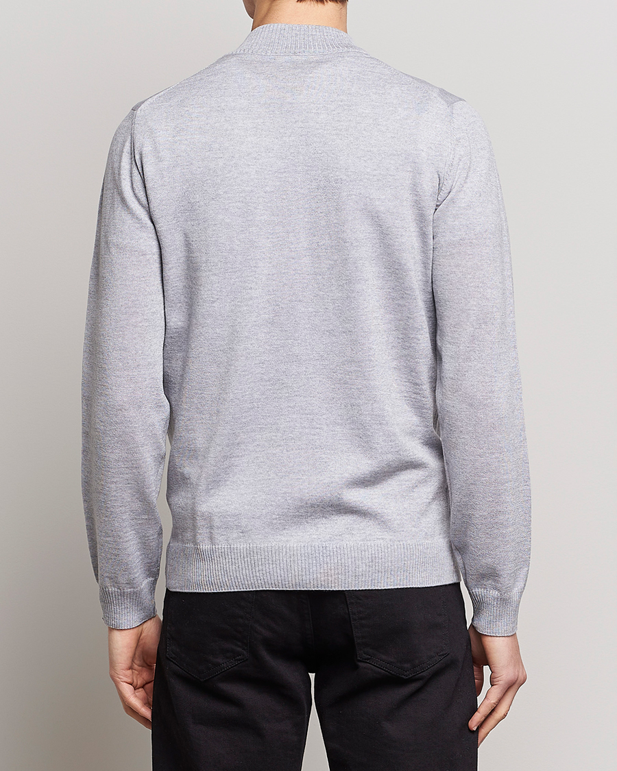 Men | Sweaters & Knitwear | Stenströms | Merino Half Zip Light Grey