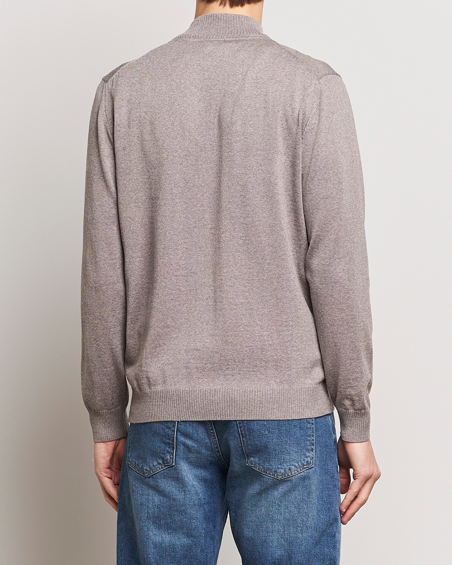 Men | Sweaters & Knitwear | Stenströms | Merino Wool Full Zip Mud Brown