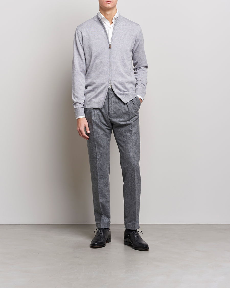 Men |  | Stenströms | Merino Wool Full Zip Light Grey