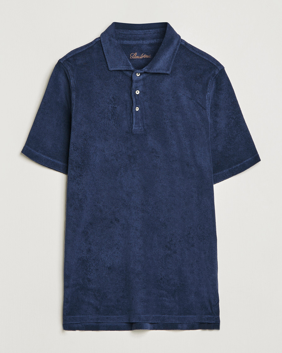 Men | Polo Shirts | Stenströms | Terry Cotton Poloshirt Navy