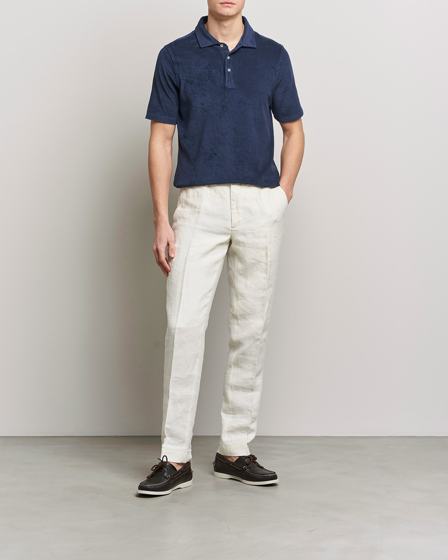 Men | Polo Shirts | Stenströms | Terry Cotton Poloshirt Navy