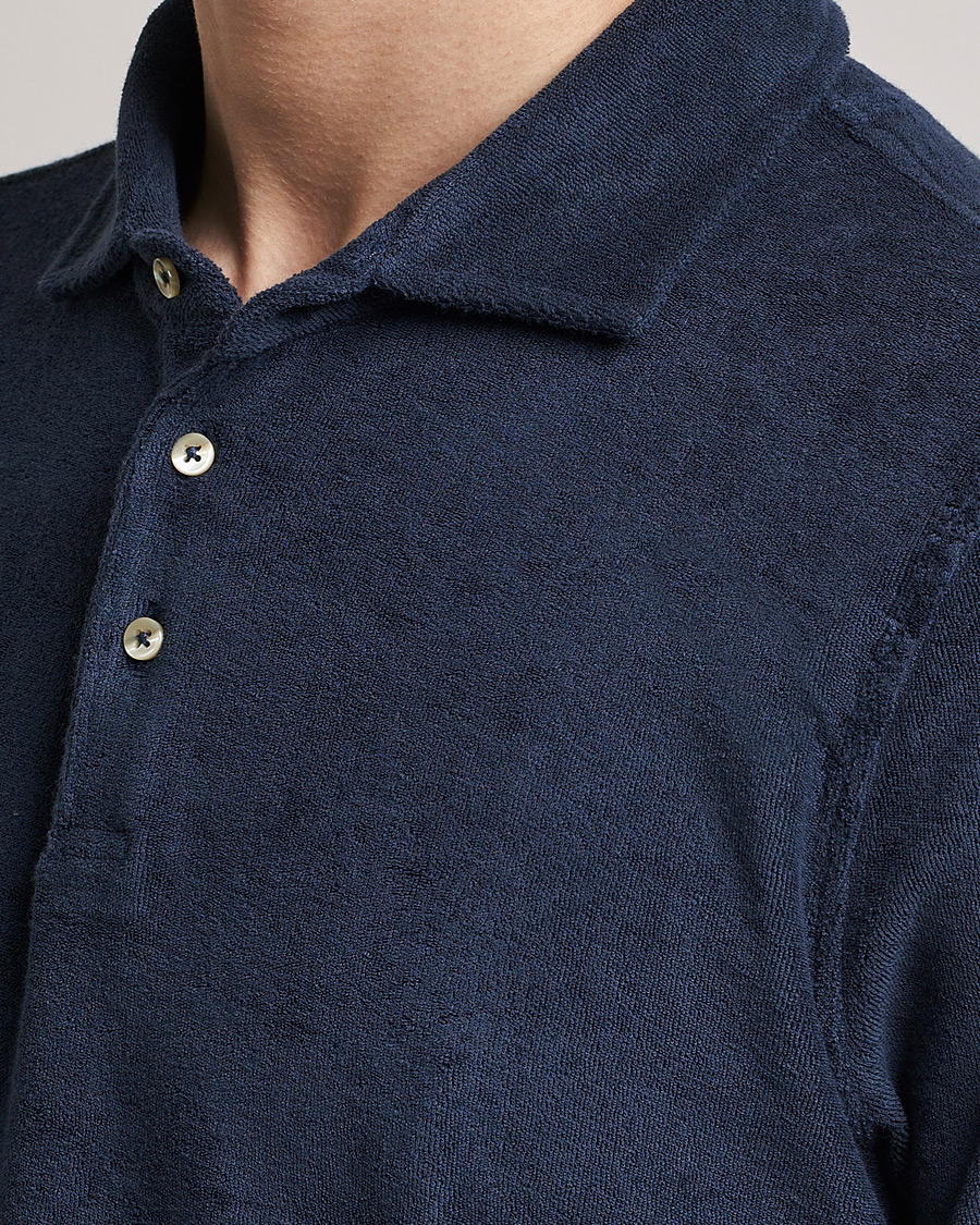 Men | Polo Shirts | Stenströms | Terry Cotton Poloshirt Navy