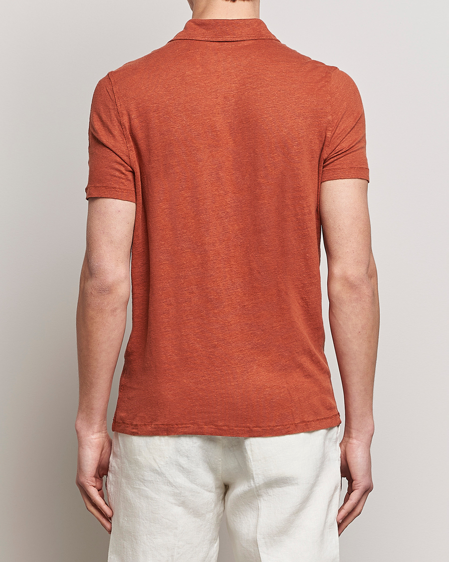 Men | Polo Shirts | Stenströms | Linen Polo Shirt Rust