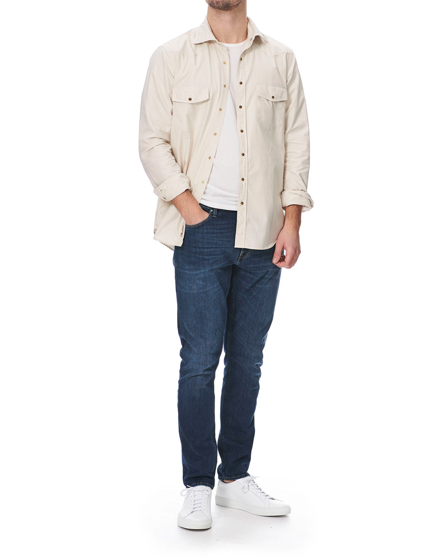 Men | Shirts | Stenströms | Slimline Twill Western Shirt Beige