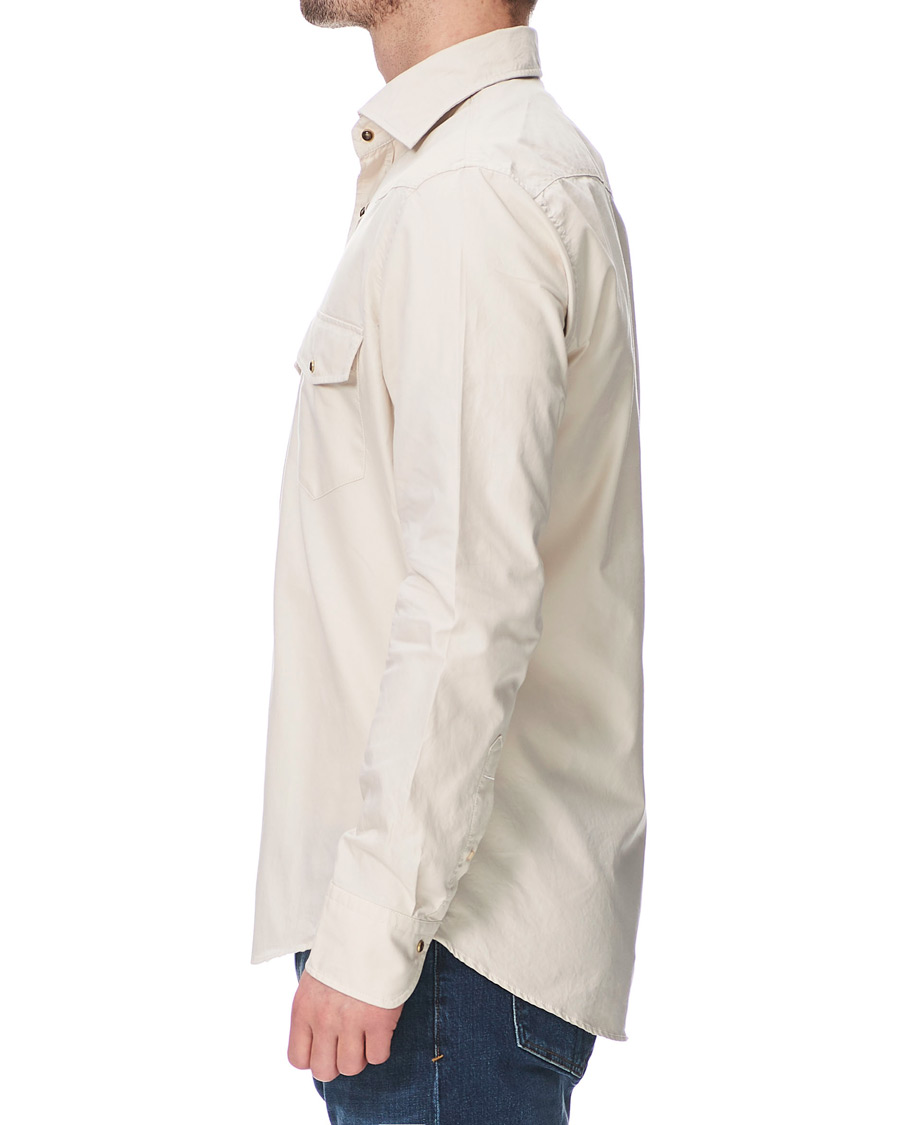 Men | Shirts | Stenströms | Slimline Twill Western Shirt Beige
