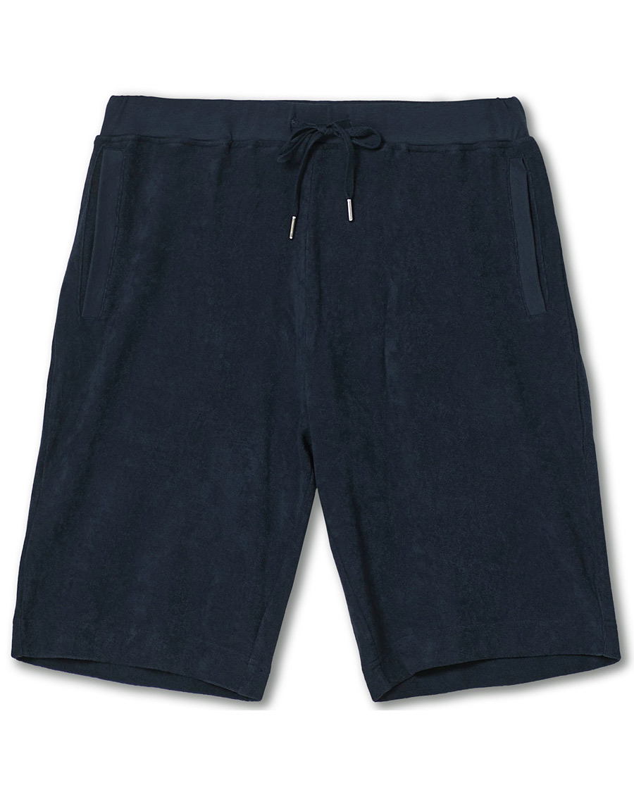Men | Shorts | Sunspel | Organic Cotton Towelling Shorts Navy