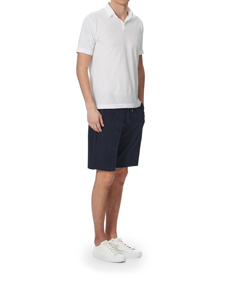 Men | Shorts | Sunspel | Organic Cotton Towelling Shorts Navy