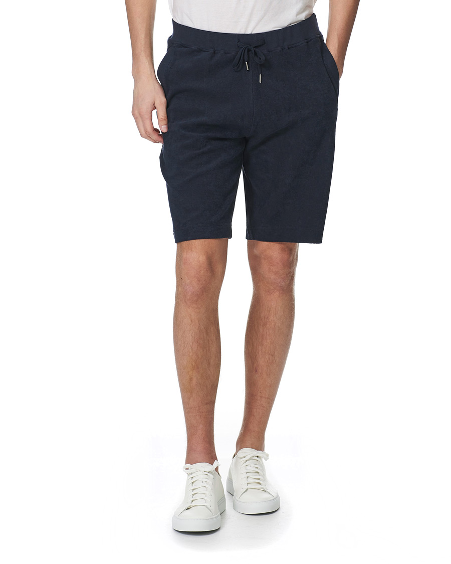 Men | Shorts | Sunspel | Organic Cotton Towelling Shorts Navy