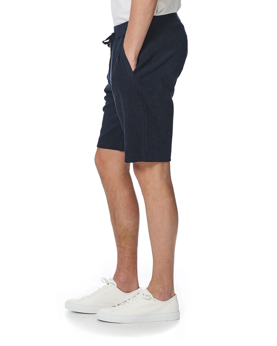 Men | Shorts | Sunspel | Organic Cotton Towelling Shorts Navy