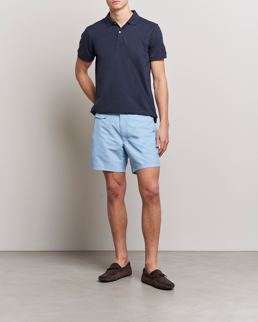 Men | Swimwear | Sunspel | Recycled Seaqual Tailored Swim Shorts Light Blue