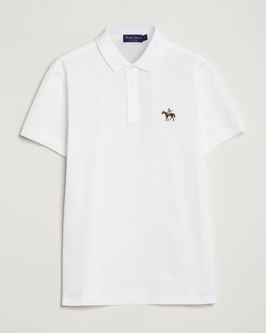 Men | Short Sleeve Polo Shirts | Ralph Lauren Purple Label | Mercerized Cotton Polo Classic White