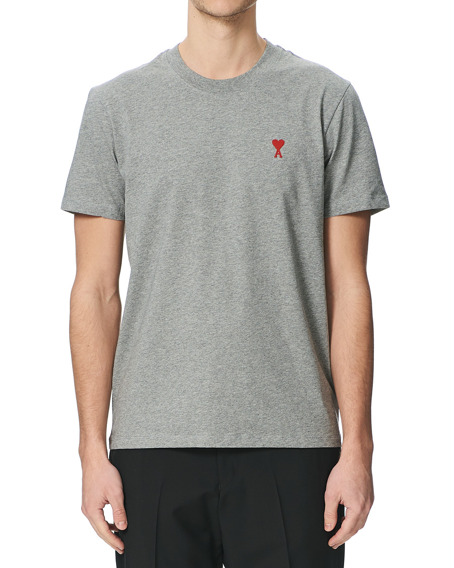 Men | T-Shirts | AMI | Heart Short Sleeve Tee Heather Grey