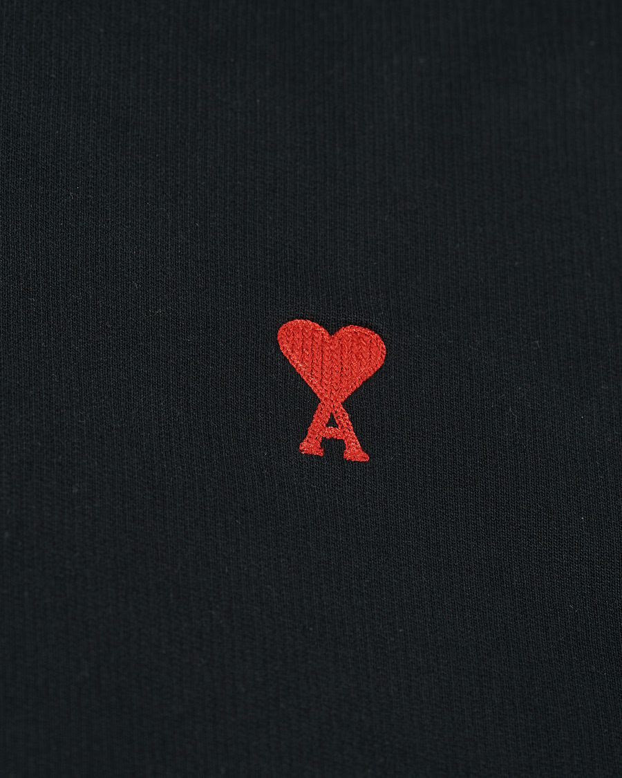Men | Sweaters & Knitwear | AMI | Heart Logo Hoodie Black