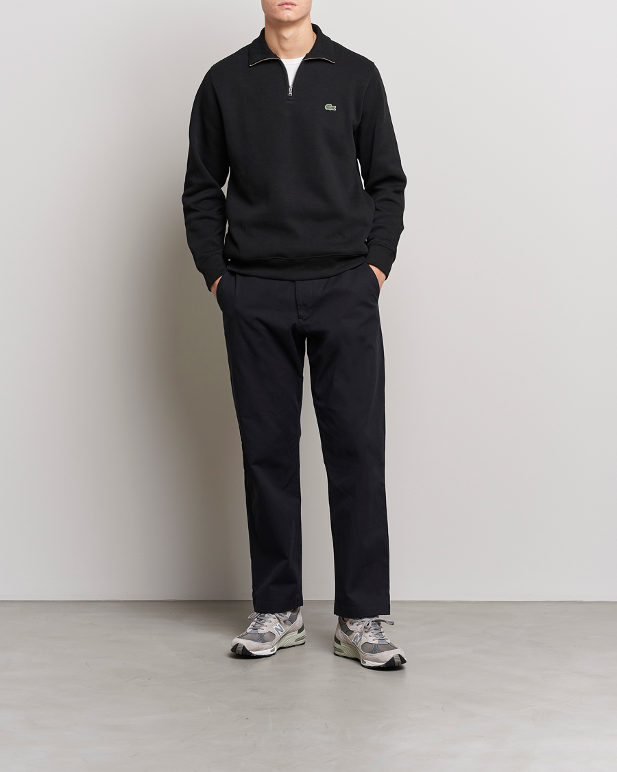 Men | Sweaters & Knitwear | Lacoste | Rib Interlock Half Zip Black