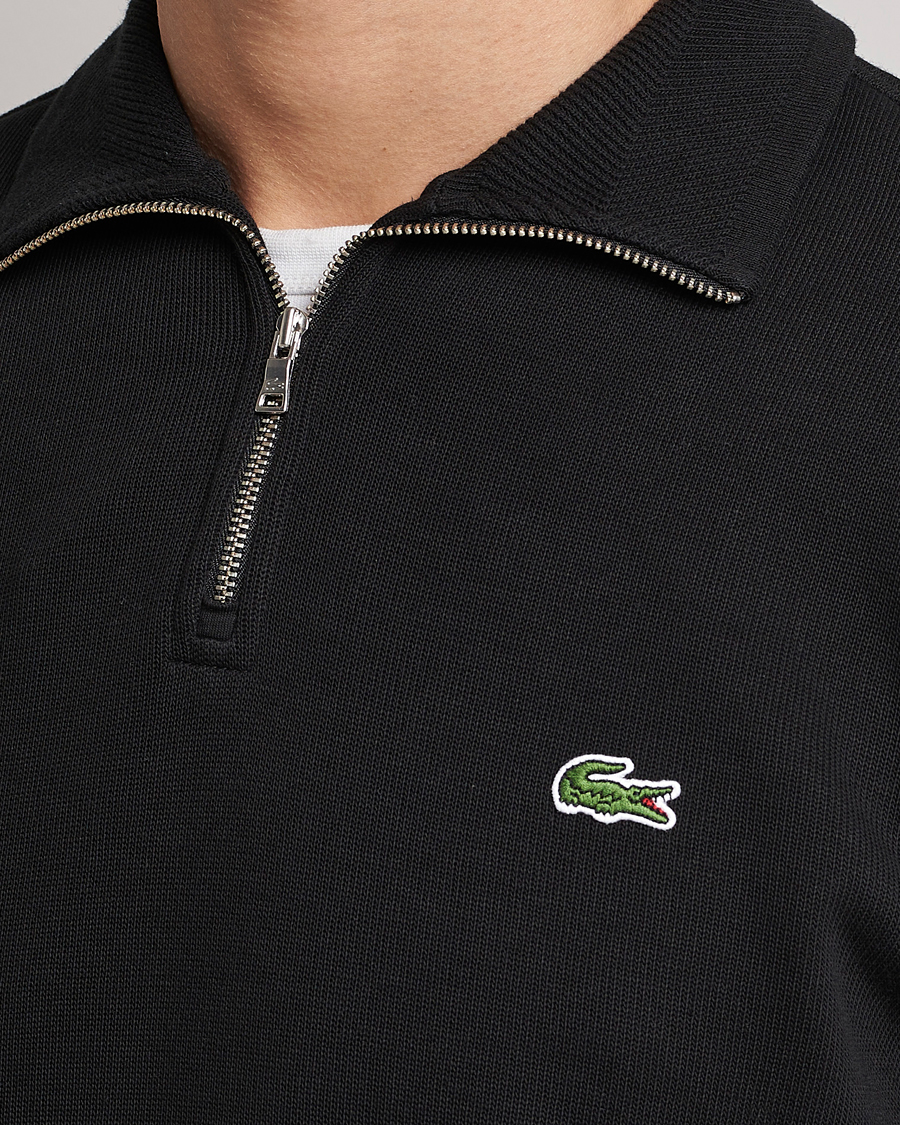 Men | Sweaters & Knitwear | Lacoste | Rib Interlock Half Zip Black