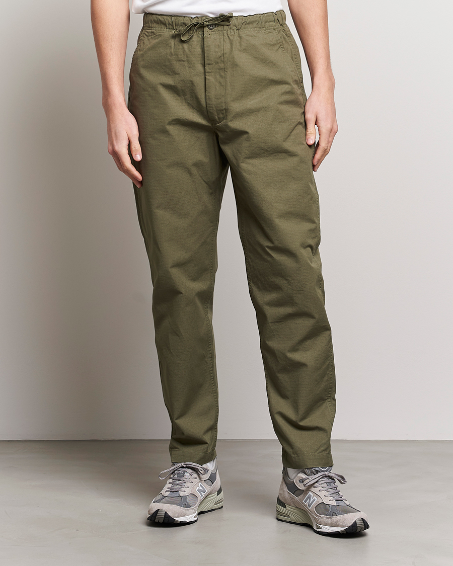 Men | Drawstring Trousers | orSlow | New Yorker Pants Army Green