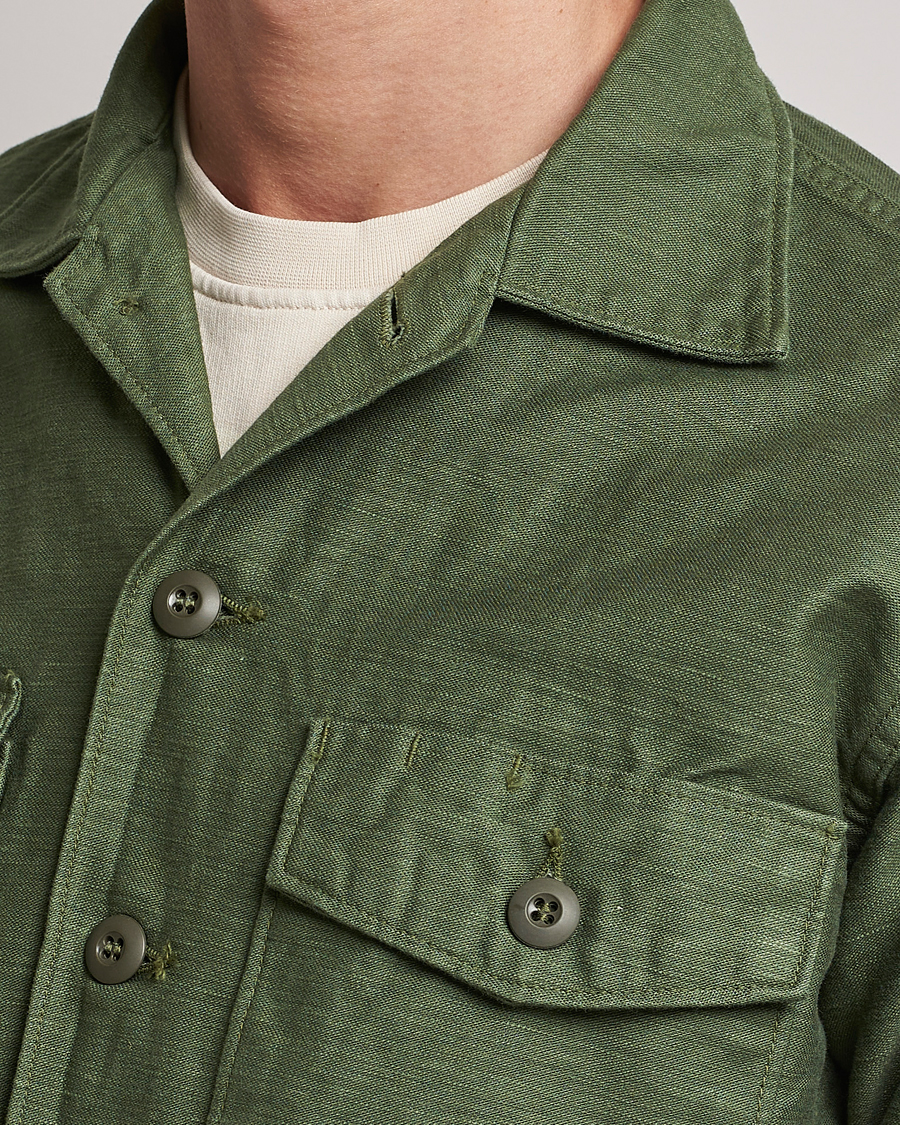 Men | Shirts | orSlow | Cotton Sateen US Army Overshirt Green