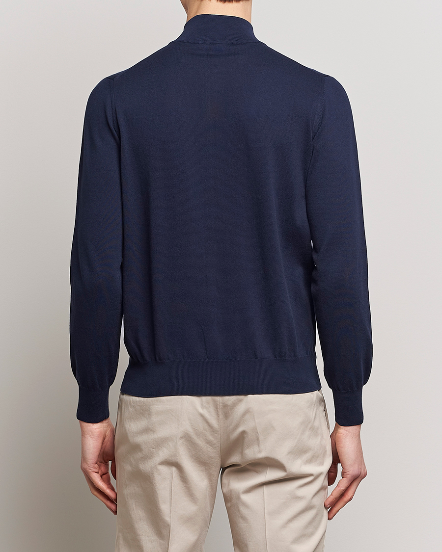 Men | Sweaters & Knitwear | Canali | Cotton Full Zip Sweater Navy