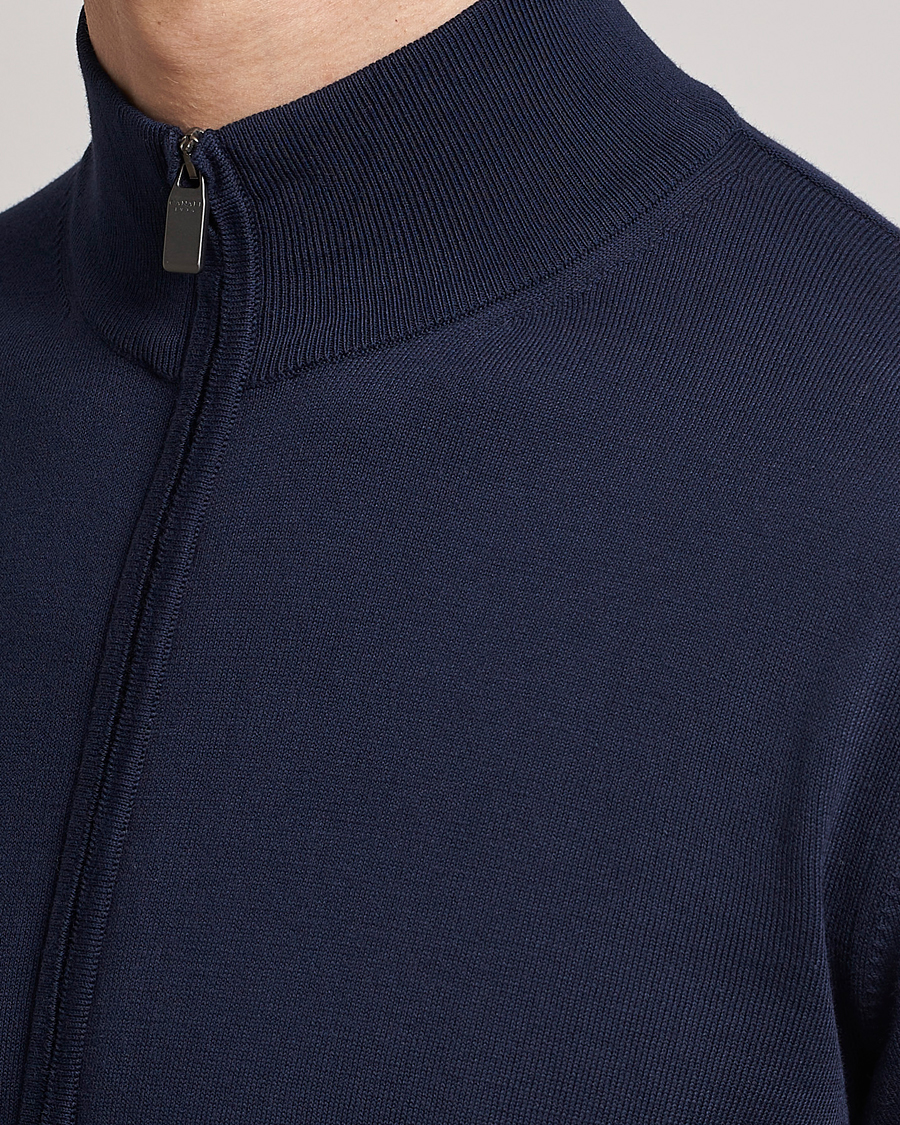 Men | Sweaters & Knitwear | Canali | Cotton Full Zip Sweater Navy