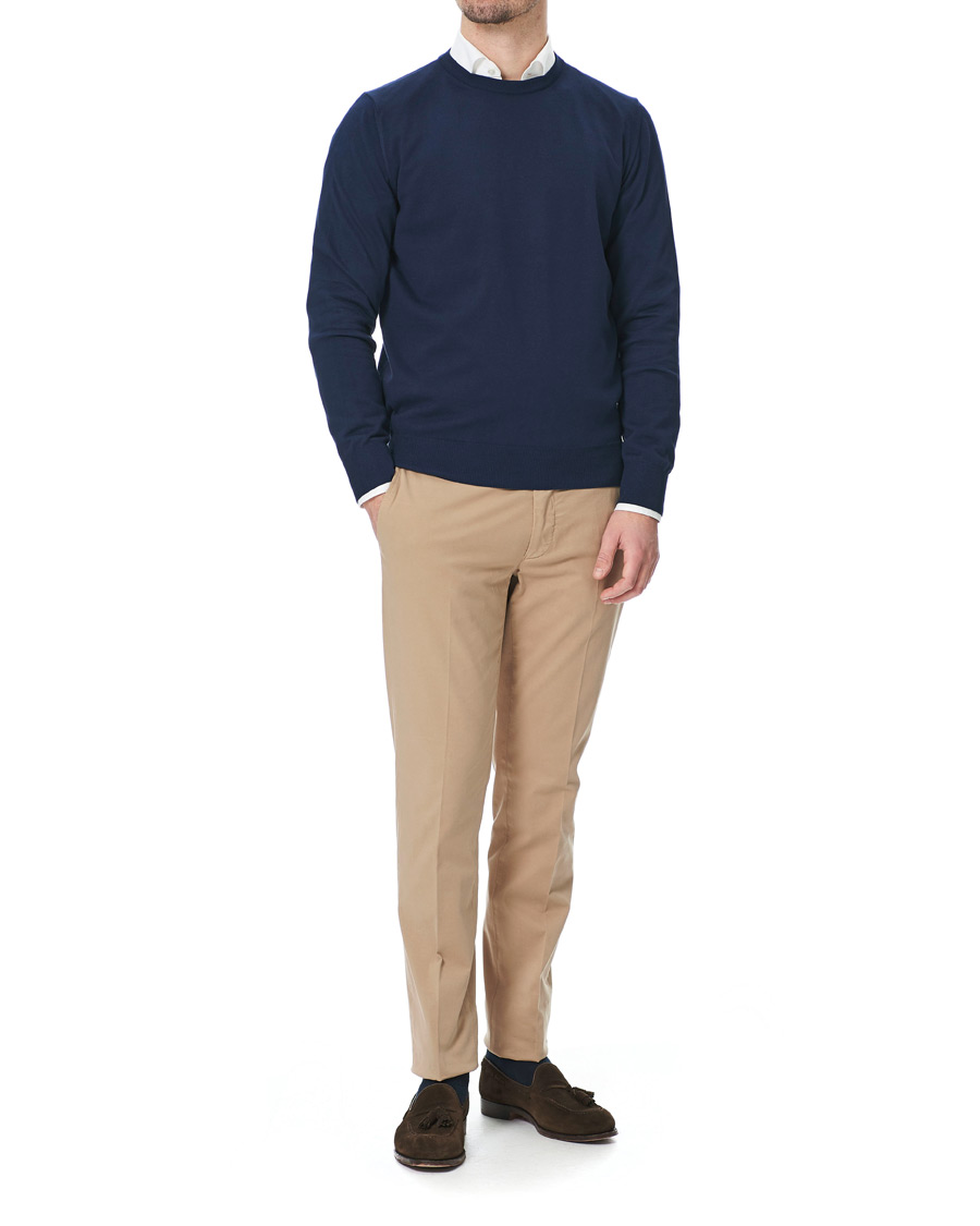 Men | Trousers | Canali | Cotton Stretch Chinos Beige