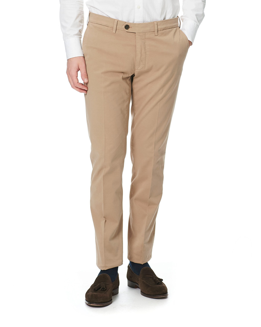 Men | Trousers | Canali | Cotton Stretch Chinos Beige