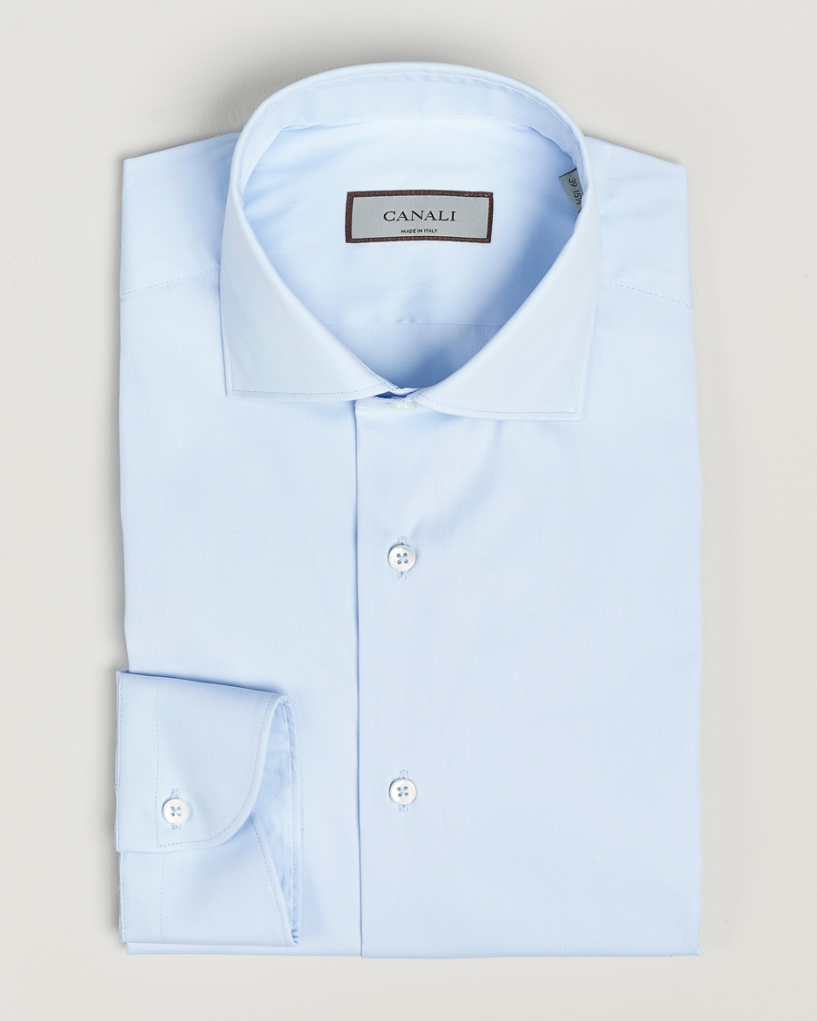 Men | Shirts | Canali | Slim Fit Cotton/Stretch Shirt Light Blue