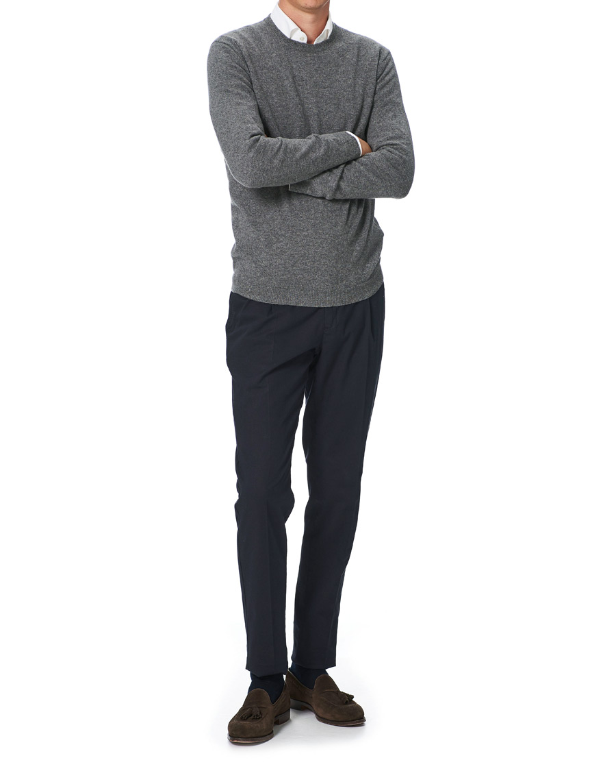 Men | Sweaters & Knitwear | People's Republic of Cashmere | Cashmere Roundneck Heather Grey