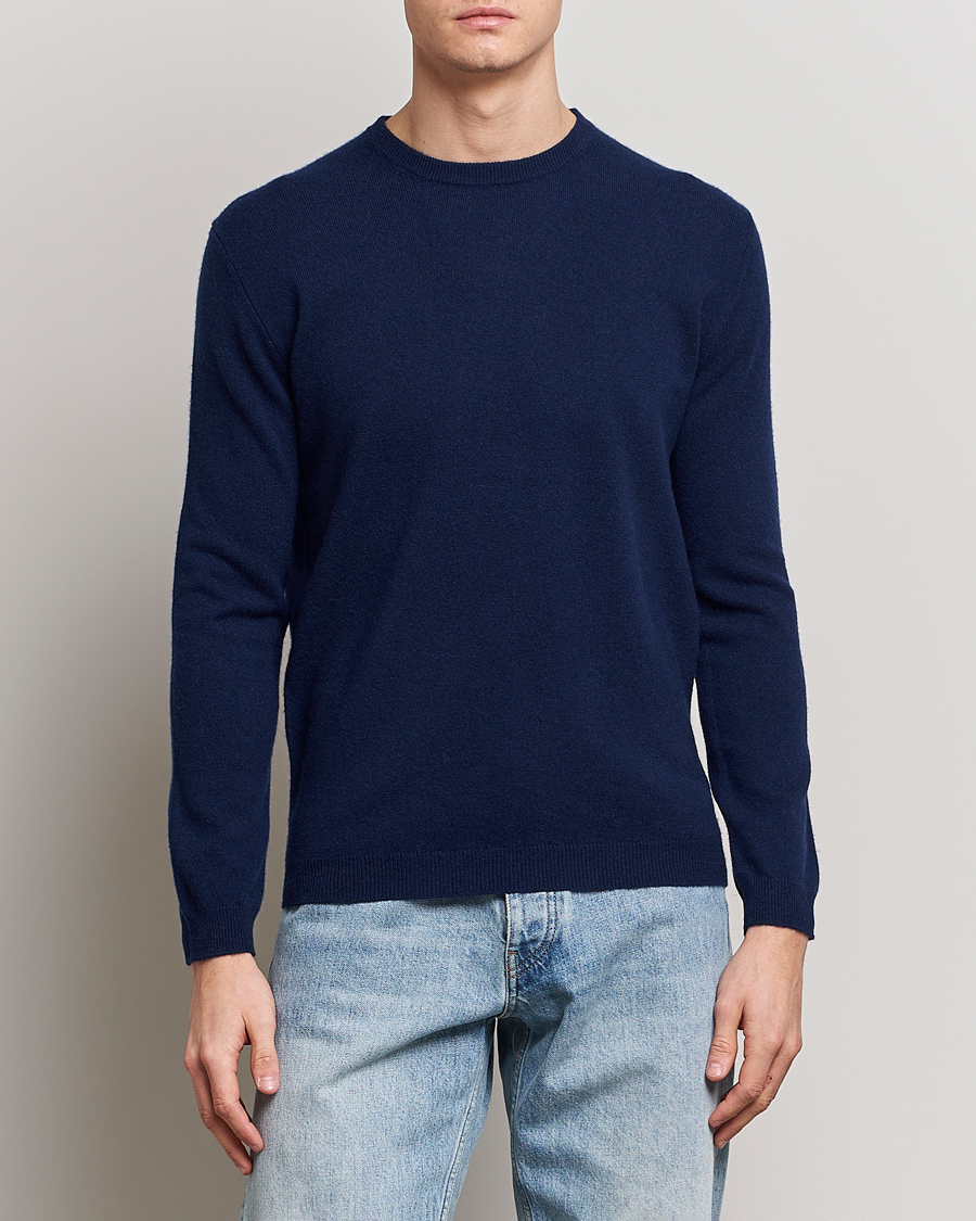 Men | Crew Neck Jumpers | People's Republic of Cashmere | Cashmere Roundneck Navy