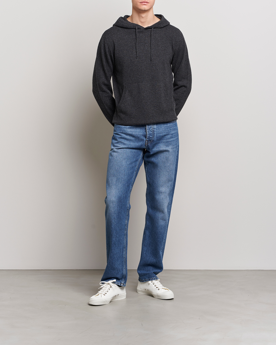 Men | Sweaters & Knitwear | People's Republic of Cashmere | Cashmere Hoodie Dark Grey