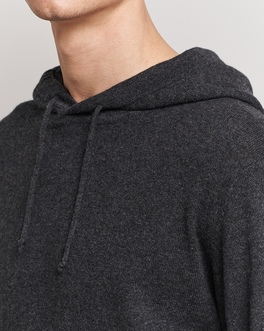 Men | Sweaters & Knitwear | People's Republic of Cashmere | Cashmere Hoodie Dark Grey