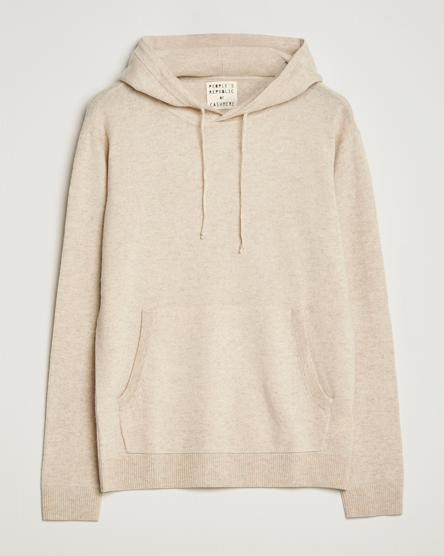 Men | Sweaters & Knitwear | People's Republic of Cashmere | Cashmere Hoodie Oatmilk