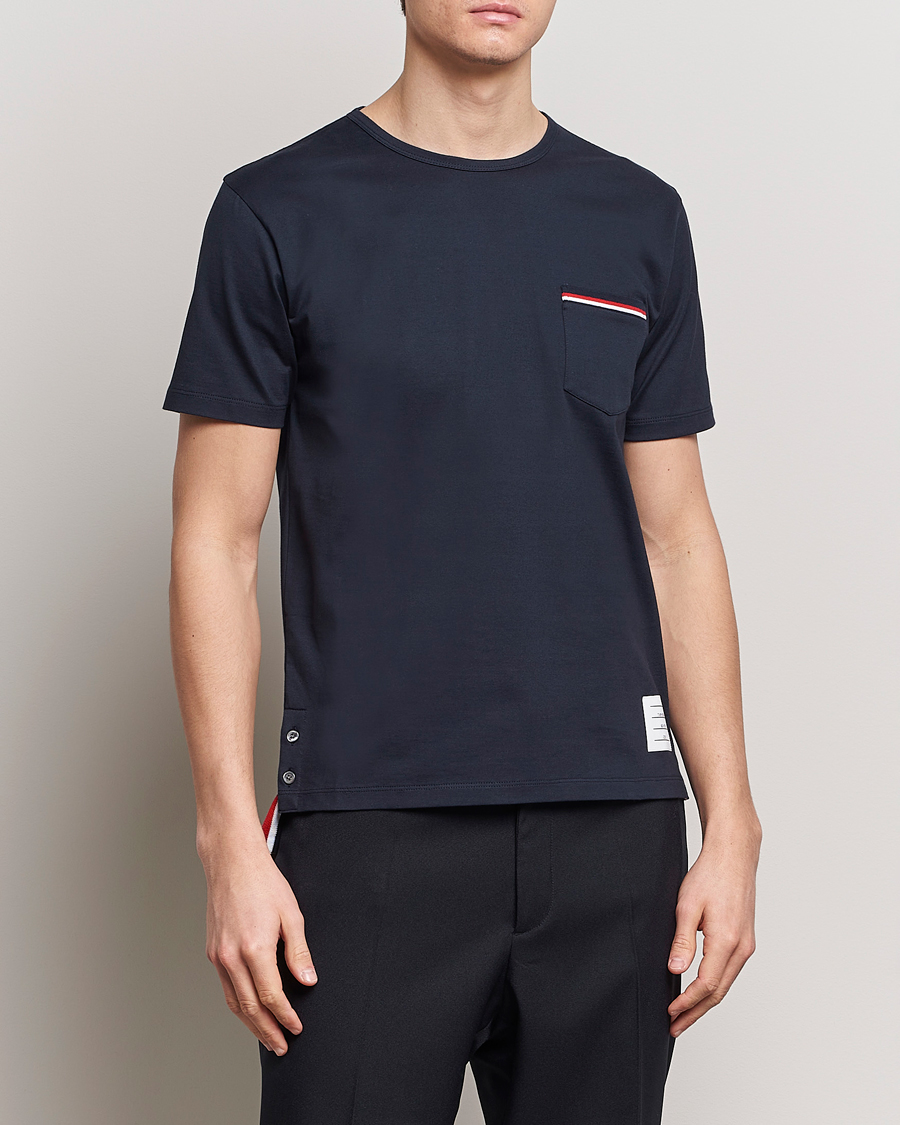 Men | Short Sleeve T-shirts | Thom Browne | Short Sleeve Pocket T-Shirt Navy