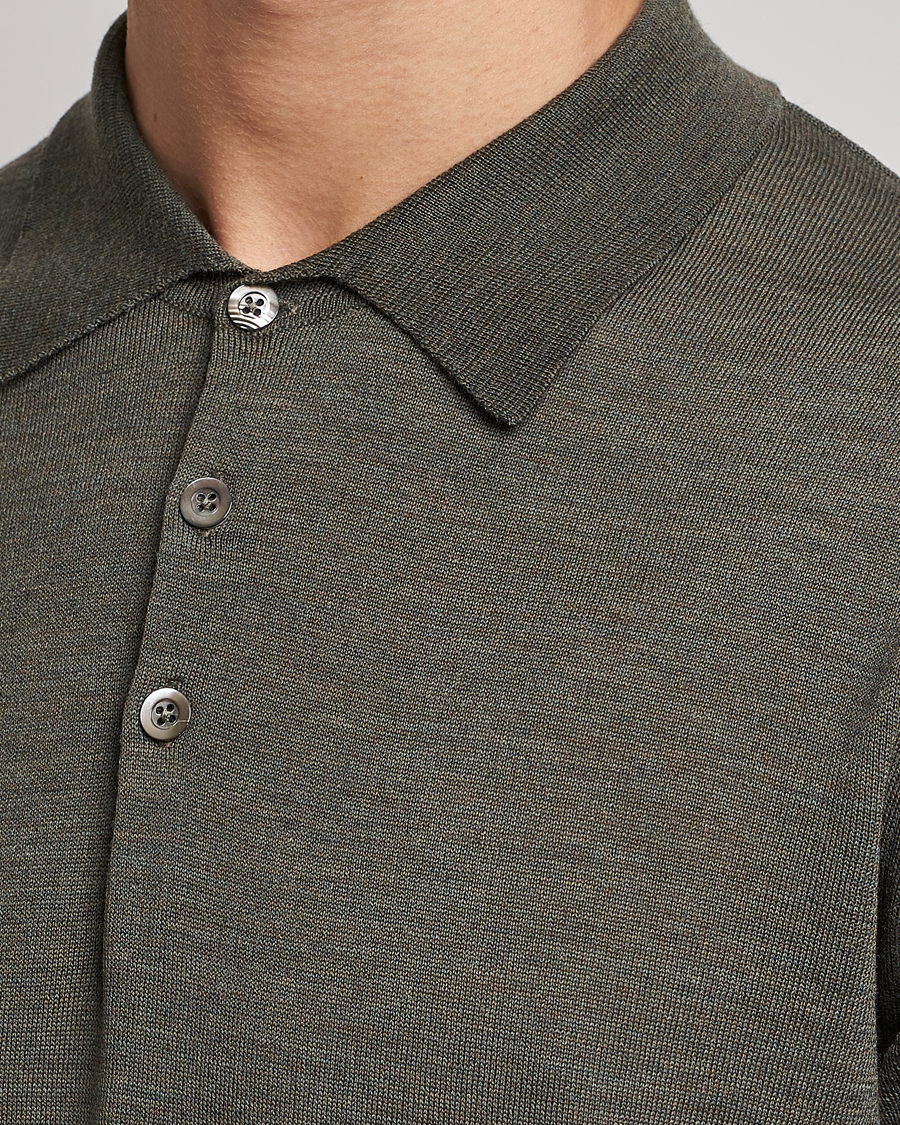 Men | Polo Shirts | Morris Heritage | Short Sleeve Knitted Polo Shirt Olive Green