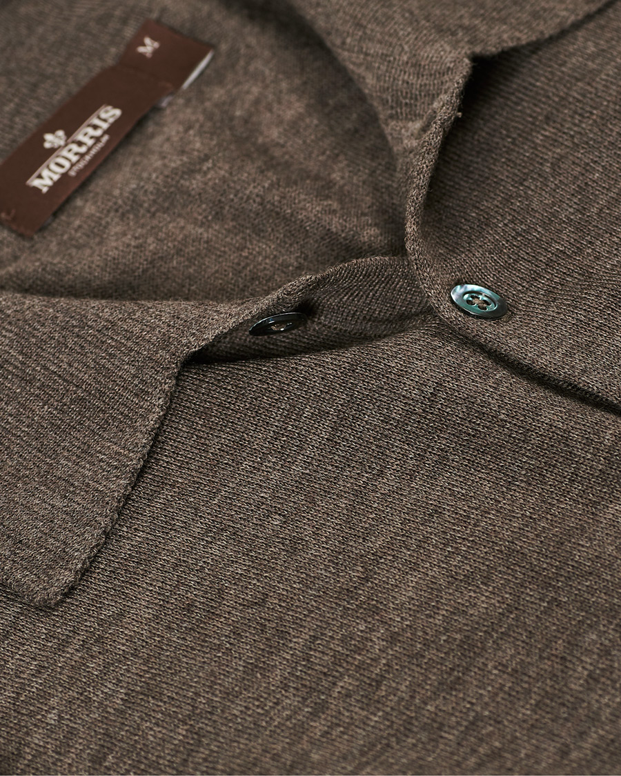 Men | Polo Shirts | Morris Heritage | Short Sleeve Knitted Polo Shirt Brown