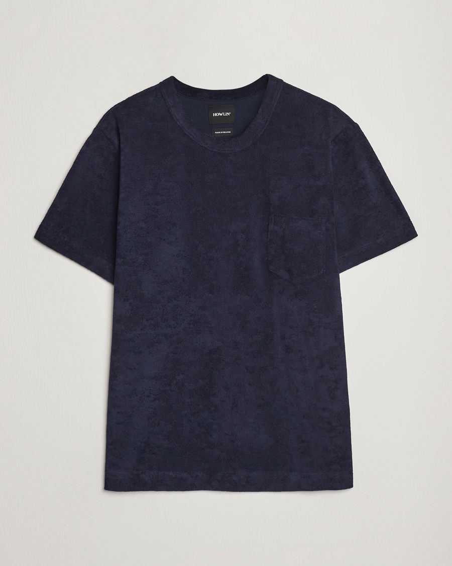 Men | T-Shirts | Howlin' | Fons Cotton Blend Terry Pocket Tee Navy