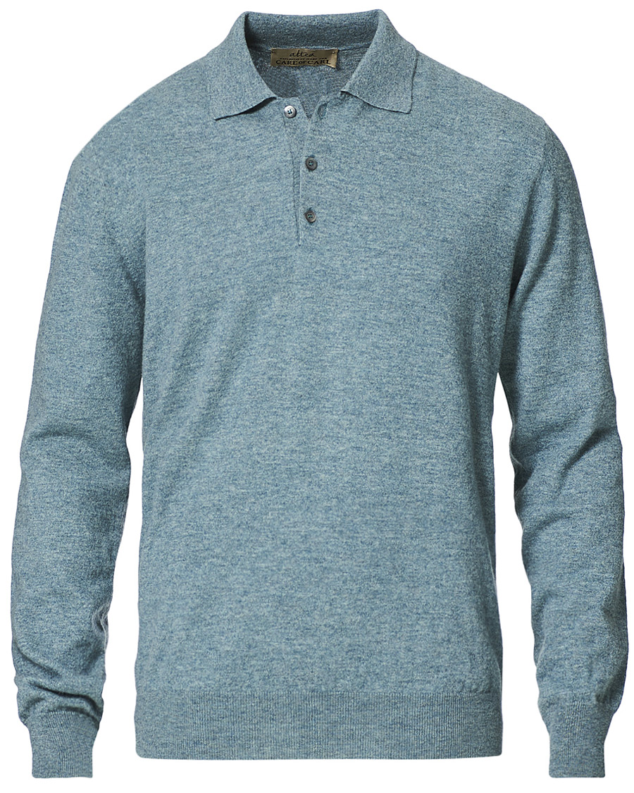 Men | Knitted Polo Shirts | Altea | Todd & Duncan Cashmere Polo Oribe Green