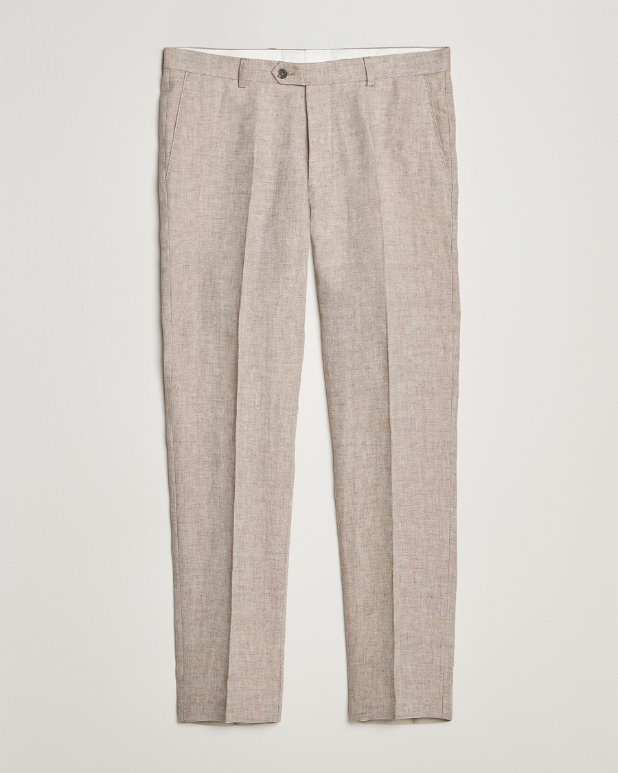 Men | Trousers | Oscar Jacobson | Denz Linen Trousers Beige