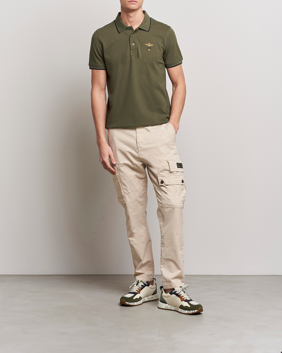 Men | Polo Shirts | Aeronautica Militare | Garment Dyed Cotton Polo Green