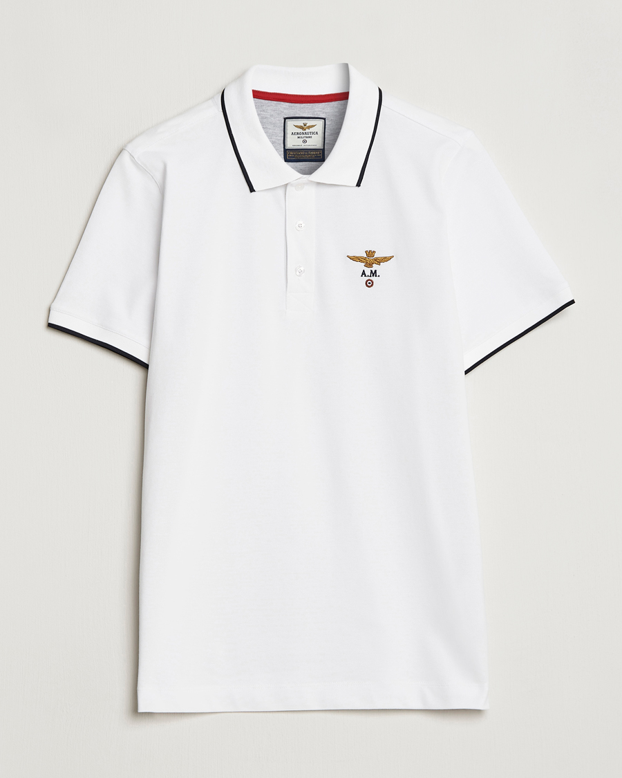 Men | Short Sleeve Polo Shirts | Aeronautica Militare | Garment Dyed Cotton Polo Off White