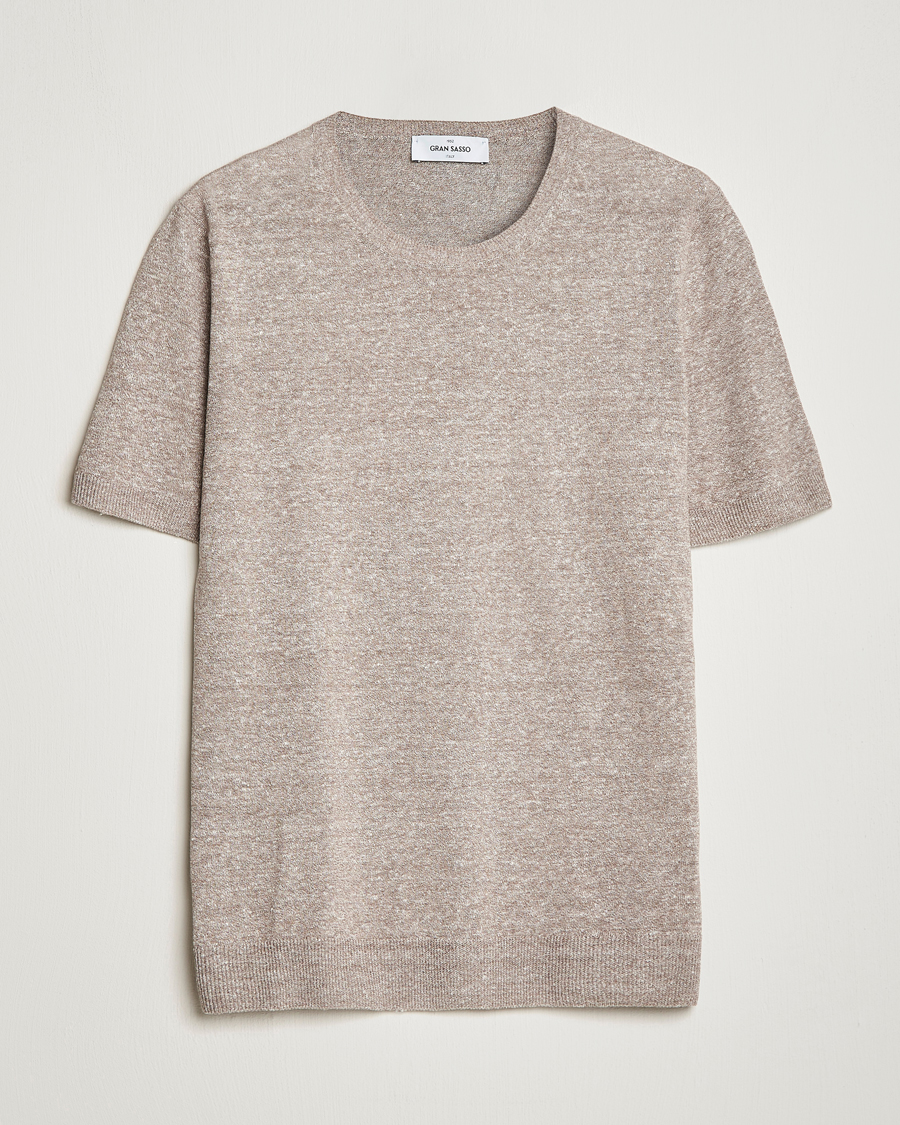 Men | T-Shirts | Gran Sasso | Cotton/Linen Knitted Tee Beige