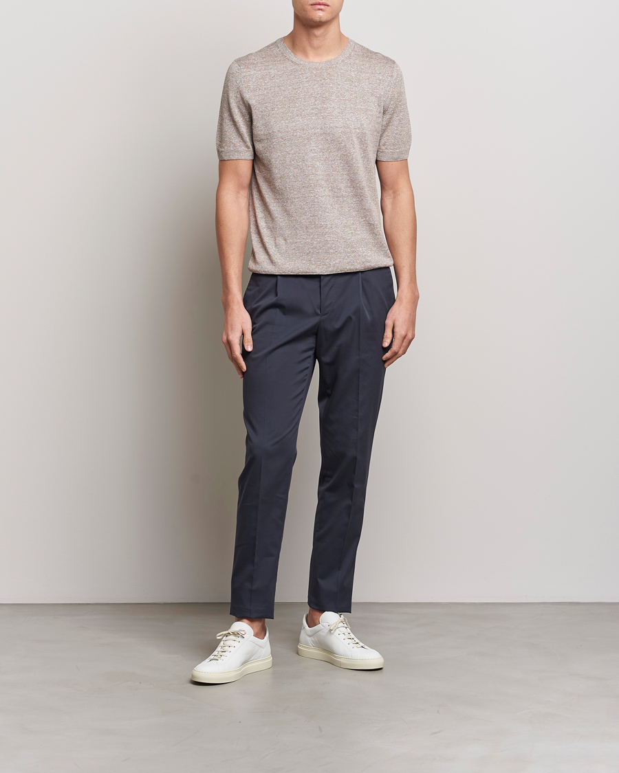 Men | T-Shirts | Gran Sasso | Cotton/Linen Knitted Tee Beige