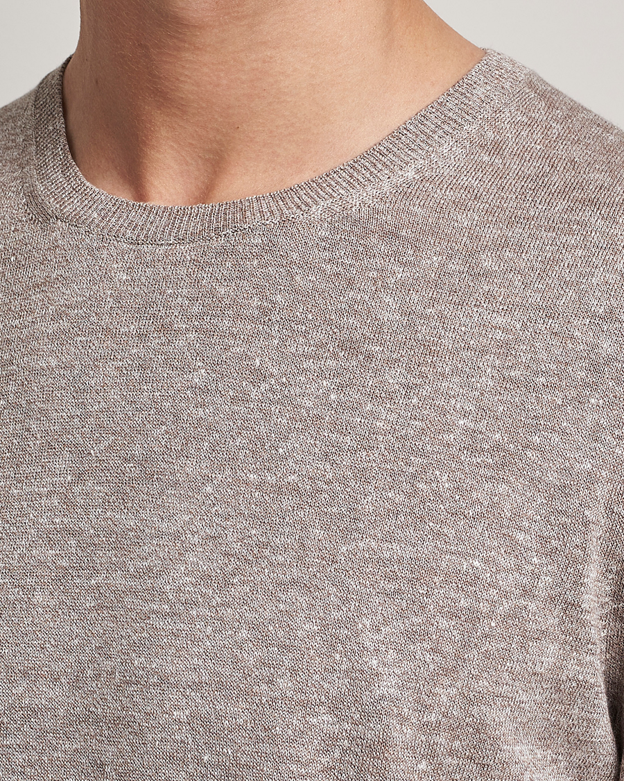 Men | T-Shirts | Gran Sasso | Cotton/Linen Knitted Tee Beige