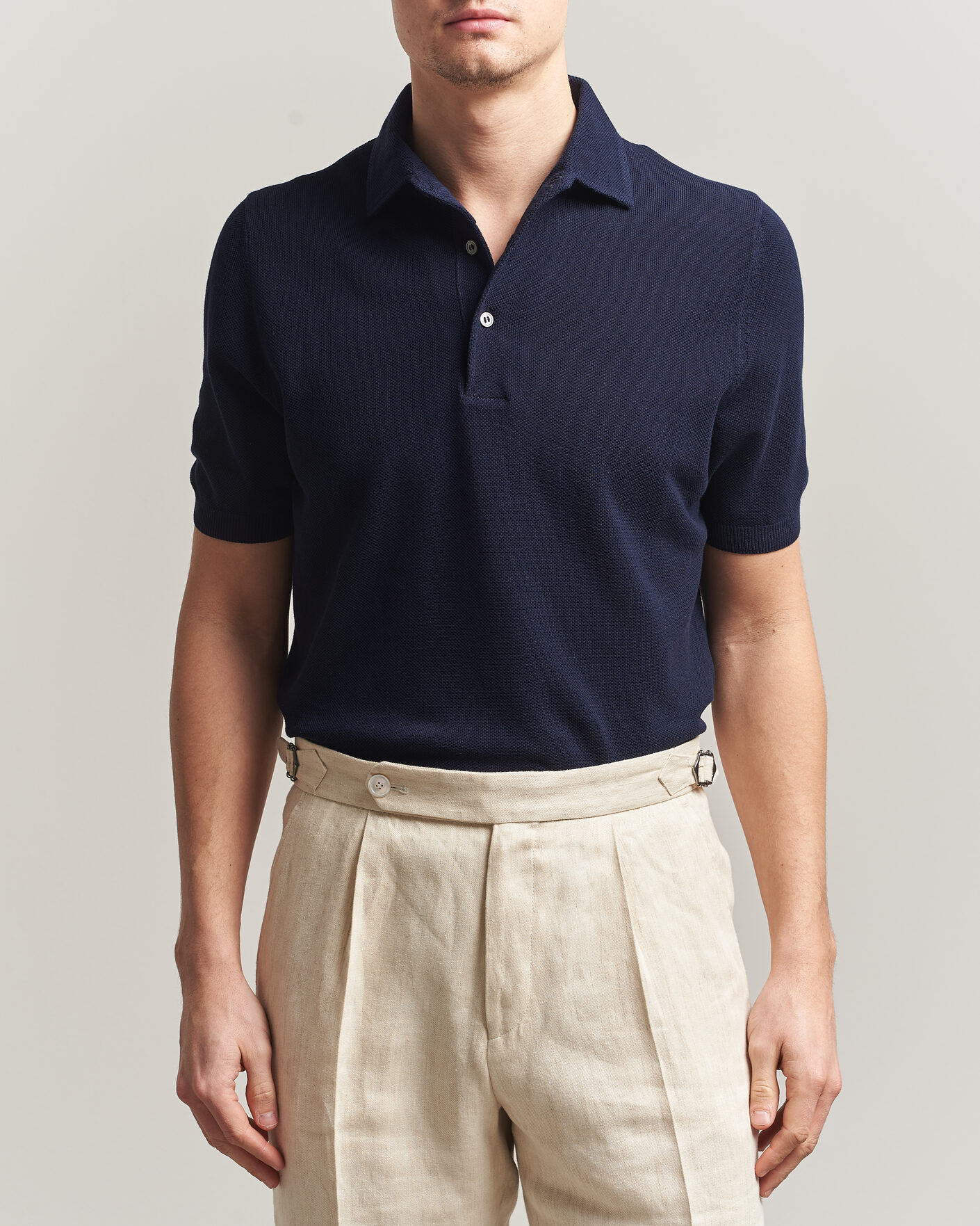 Men | Polo Shirts | Gran Sasso | Structured Cotton Polo Navy