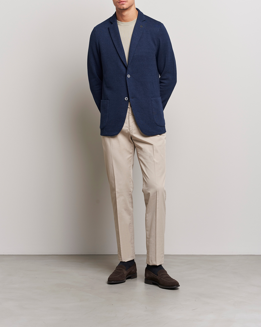 Men | Blazers | Gran Sasso | Structured Cotton/Linen Blazer Navy
