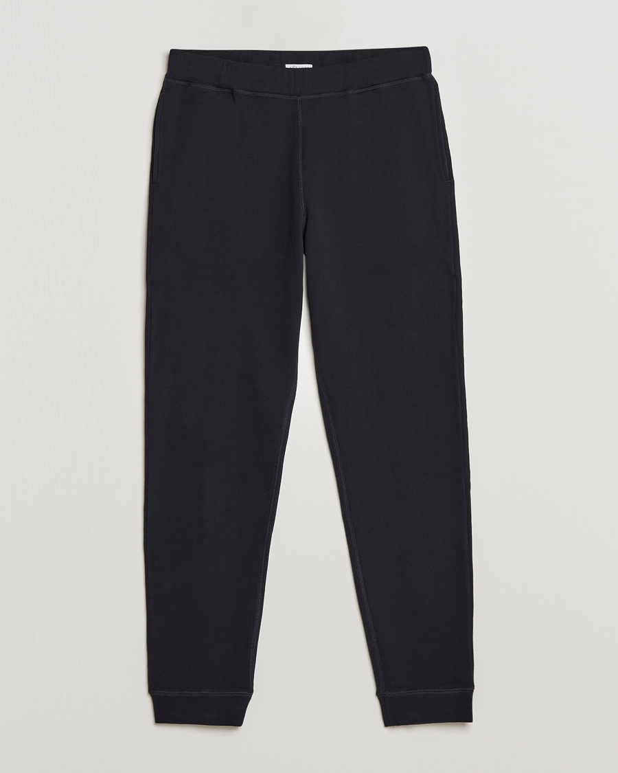 Men | Trousers | Sunspel | Cotton Loopback Track Pants Black