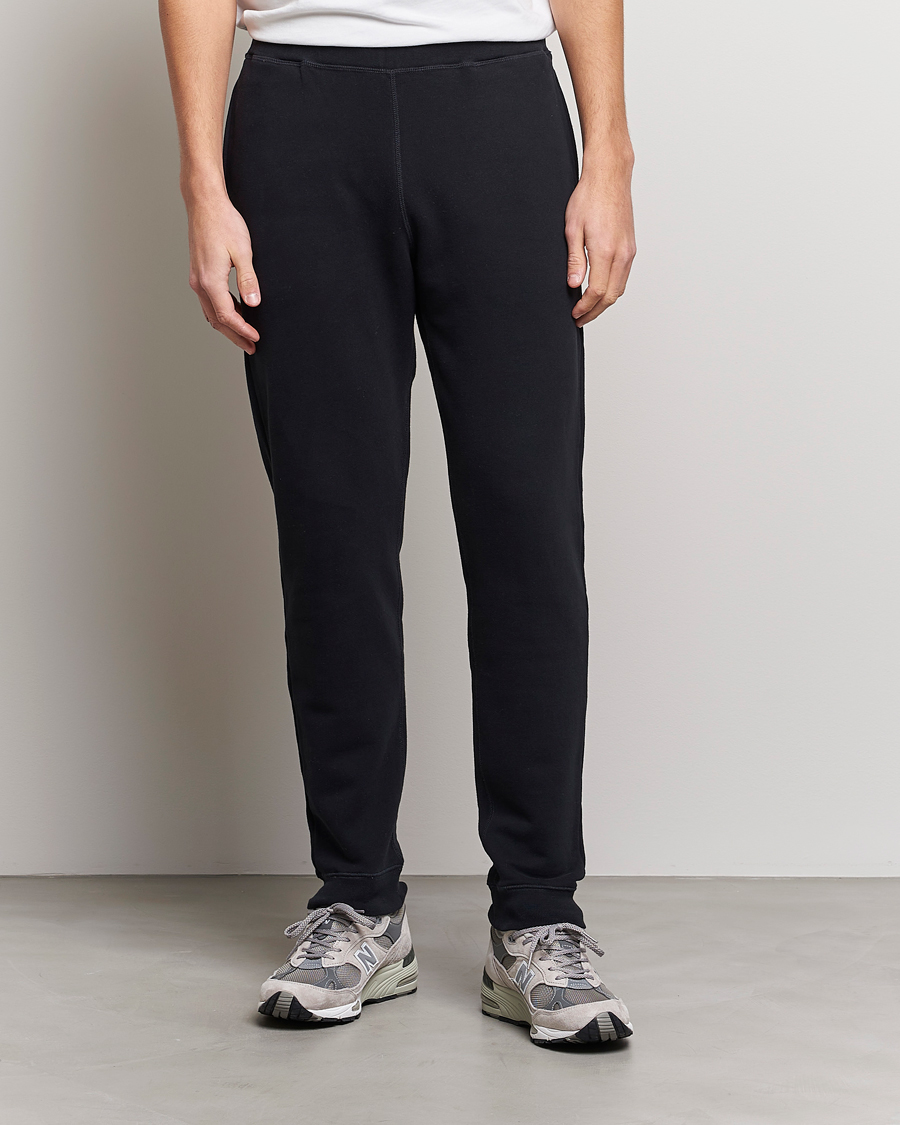 Men | Loungewear | Sunspel | Cotton Loopback Track Pants Black